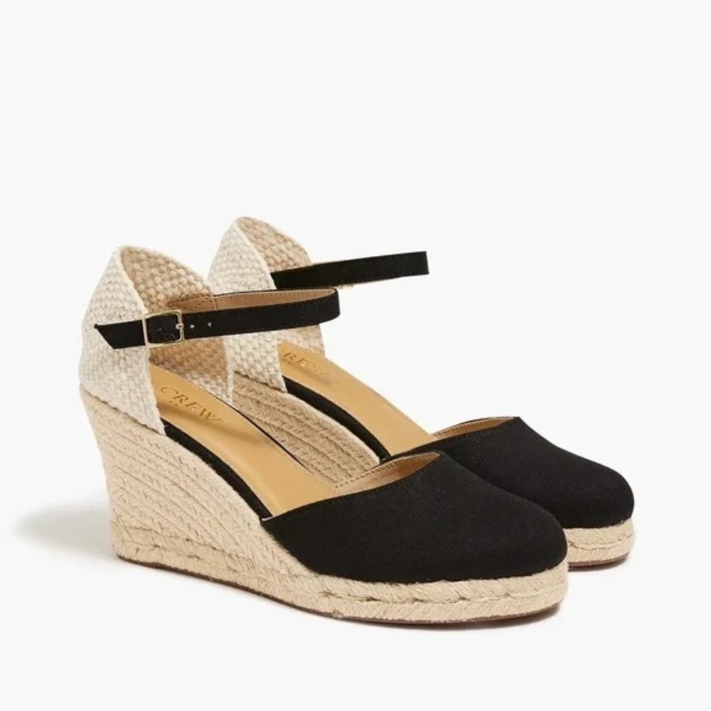 J. Crew Factory | Ankle-strap espadrille wedges black or Gold various sizes